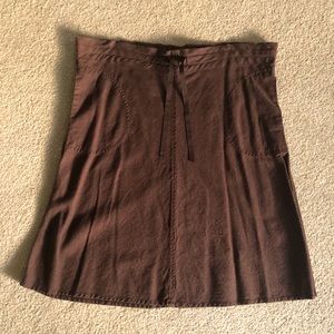Brown knee length linen skirt
